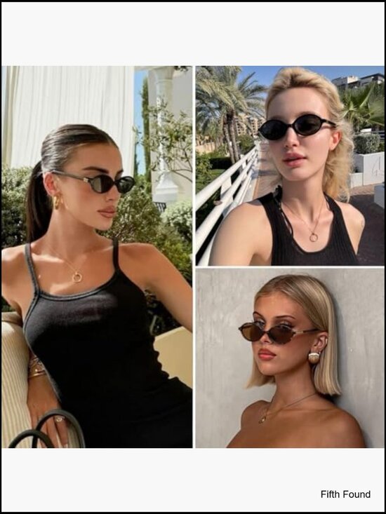Vintage 90s Y2K Retro Oval Sunglasses UV400 Trendy main image 6